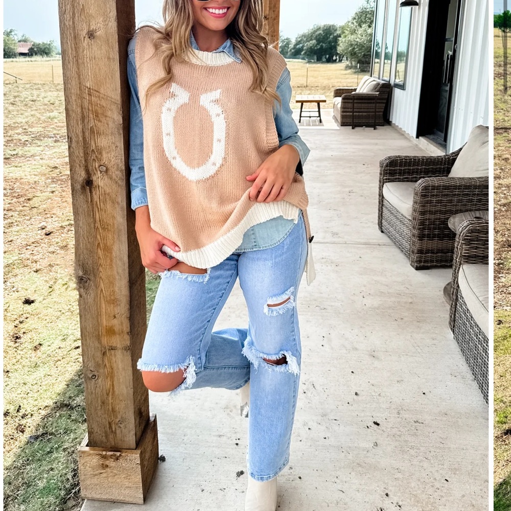 Women's Tan Sweater Vest